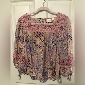 NWOT ZAK & RACHEL Women's Pink Patterned Top